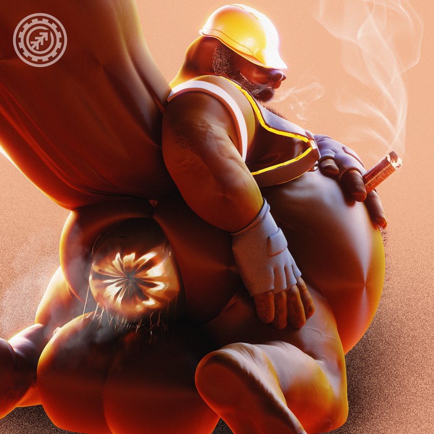 anthro anus armor balls barazoku beard belly big_anus big_balls big_belly big_butt bodily_fluids body_hair butt butt_focus chest_hair cigar clothing facial_hair genitals gloves grin hair hand_on_belly hand_on_butt handwear hard_hat harness headgear helmet huge_anus huge_balls huge_belly huge_butt humanoid_genitalia hyper hyper_anus hyper_balls hyper_belly hyper_genitalia kneeling looking_at_viewer looking_back male musclegut muscular muscular_anthro muscular_male musk musk_clouds musky_anus nipples nude obese obese_anthro obese_male overweight overweight_anthro overweight_male pecs presenting puffy_anus rear_focus rear_view simple_background skunk_tail slime smile smoke smoking smoking_cigar solo spread_butt spreading tail wet wet_anus n0rdbara brent_(n0rdbara) bear hybrid mammal mephitid skunk 1:1 3d_(artwork) blender_(artwork) digital_media_(artwork) hi_res