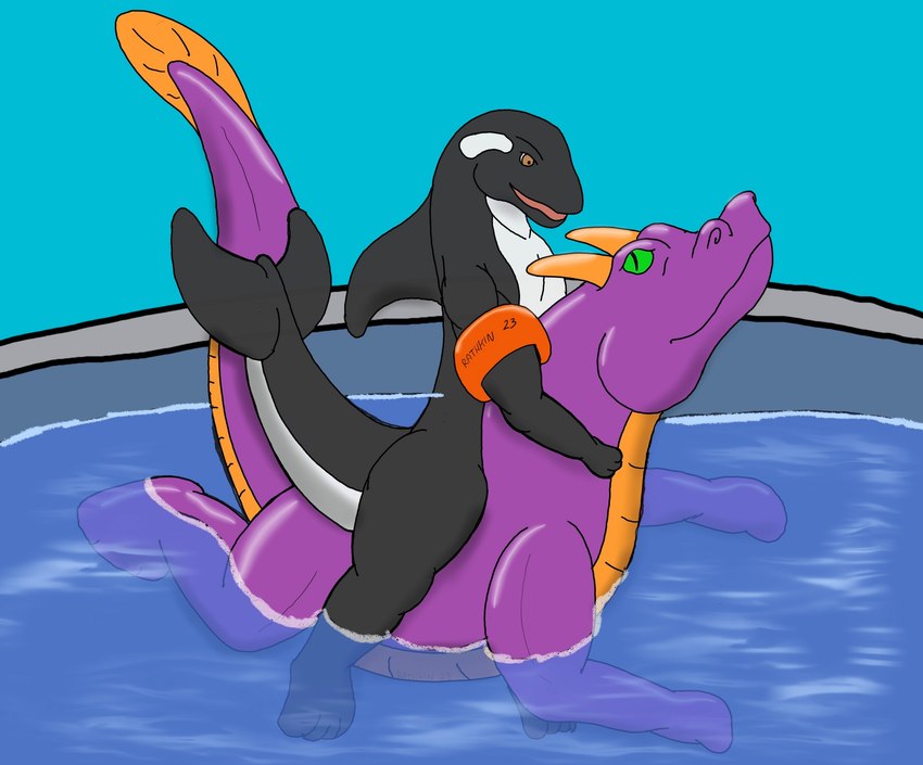 anthro inflatable male pool pool_toy riding sitting solo tail toy unusual_anatomy unusual_wings water water_wings wings rathkin mythology cetacean dolphin dragon mammal marine mythological_creature mythological_scalie oceanic_dolphin orca scalie toothed_whale hi_res