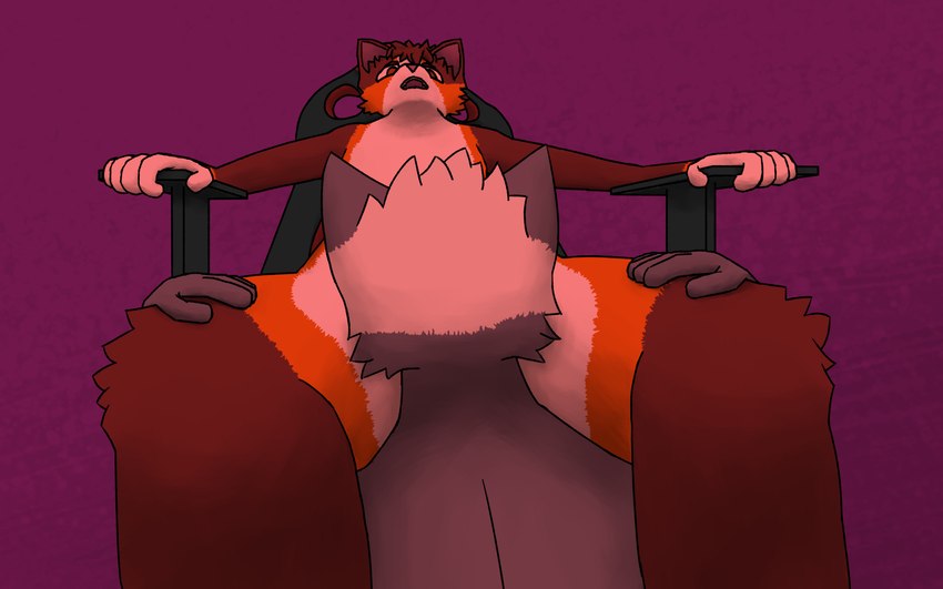 anthro arm_resting balls brown_body brown_eyes brown_fur chair duo erection fellatio fur furniture gaming_chair genitals grey_body grey_fur hand_on_leg head_between_thighs holding_onto_partner looking_at_genitalia looking_down male male/male on_chair open_mouth oral orange_body orange_fur penile purple_background resting_arm resting_arms sex shadow simple_background sitting white_body white_fur faguette ender_arcana ghatos_(ghatos) domestic_cat felid feline felis mammal 16:10 absurd_res hi_res widescreen