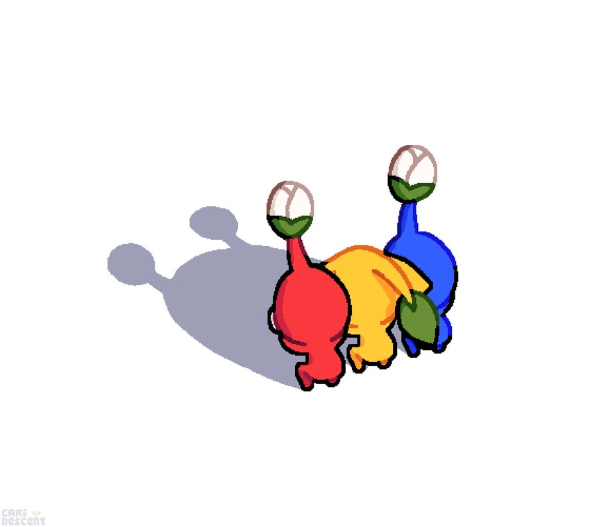 ambiguous_gender blue_body bud_(flower) group leaf plant rear_view red_body shaded_face shadow simple_background trio white_background yellow_body caridescent cat_shadow_puppet_(meme) nintendo pikmin blue_pikmin elemental_creature flora_fauna pikmin_(species) red_pikmin yellow_pikmin hi_res meme