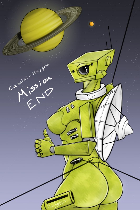 anthro big_breasts breasts butt cassini-huygens female looking_at_viewer machine nipples non-mammal_breasts non-mammal_nipples nude planet saturn_(planet) solo space space_probe spacecraft text thick_thighs titan_(moon) vehicle wide_hips mechslip nasa reptile robot scalie turtle 2017 2:3 digital_drawing_(artwork) digital_media_(artwork) english_text hi_res