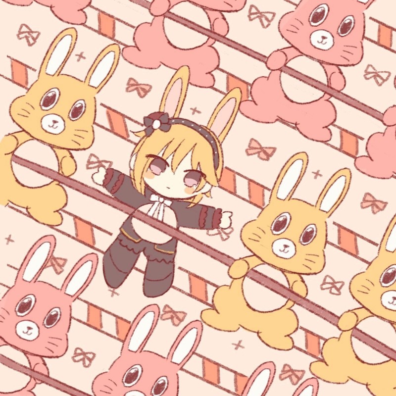 blonde_hair clothing female fur group hair pattern_background pink_background pink_body pink_fur simple_background solo yellow_body yellow_fur buke3jp ensemble_stars animal_humanoid humanoid lagomorph lagomorph_humanoid leporid leporid_humanoid mammal mammal_humanoid rabbit rabbit_humanoid 1:1 hi_res