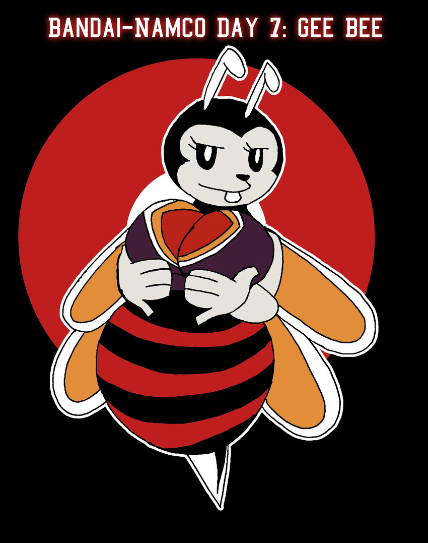anthro breasts female holding_breast looking_at_viewer seductive solo spread_wings stinger wings metateen bandai_namco gee arthropod bee hymenopteran insect absurd_res hi_res