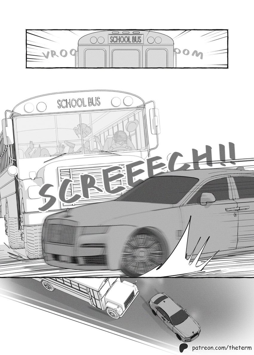 accident bus car car_crash commercial_vehicle driver driving group human_only inside_bus not_furry public_transportation school_bus simple_background text vehicle theterm rolls-royce human mammal comic digital_media_(artwork) english_text hi_res