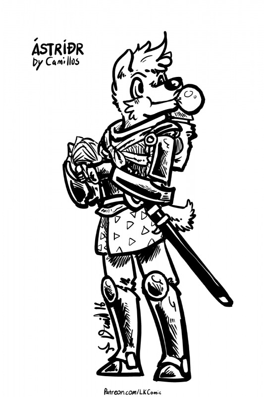 ambiguous_gender anthro armor biped blowing_bubble_gum bubble bubble_gum candy cheek_tuft clothed clothing dessert facial_tuft food fully_clothed fur fur_tuft greaves gum happy head_tuft holding_object inflating looking_aside melee_weapon plate_armor scabbard sheathed_weapon short_tail side_view simple_background snout solo standing sword tail text toony tuft vambrace weapon white_background p5ych latchkey_kingdom astridr_(camillus) canid canine eno mammal yuman 2016 2:3 black_and_white digital_drawing_(artwork) digital_media_(artwork) full-length_portrait hi_res high_contrast monochrome portrait signature url