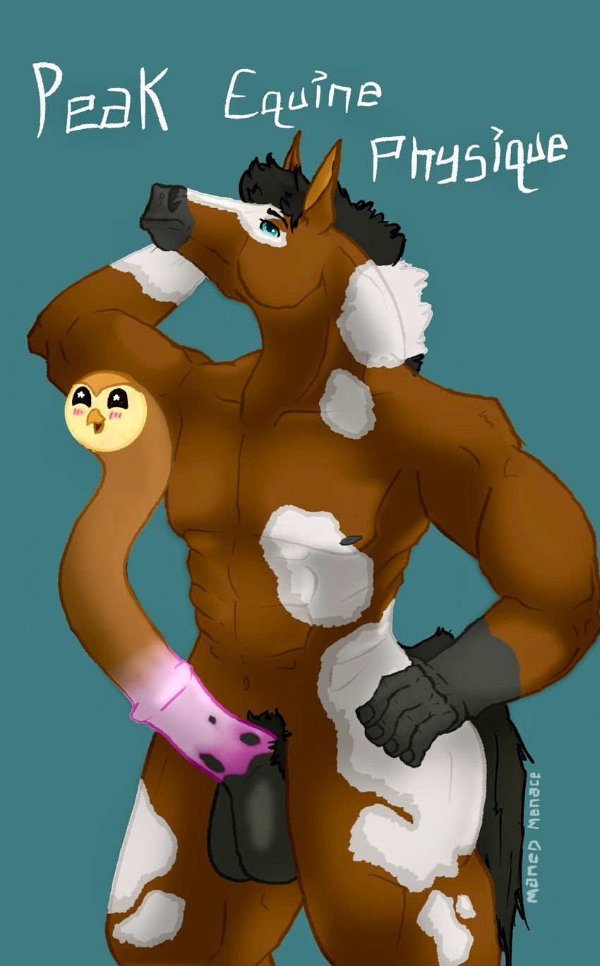 animal_genitalia animal_penis anthro ball_tuft balls cock_transformation cursed cursed_image dickface equine_genitalia equine_penis erection genitals male meme_pose muscular muscular_male pecs penis sentient_penis solo transformation tuft manedmenace disney the_owl_house hooty_(the_owl_house) avian bird equid equine horse mammal owl penis_creature absurd_res hi_res meme