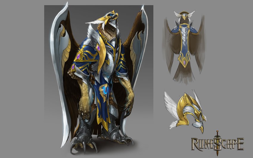 anthro armor feet furgonomics knight male solo talons toes warrior wings runescape kree'arra accipitrid accipitriform avian aviansie bird 16:10 2012 concept_art hi_res official_art widescreen