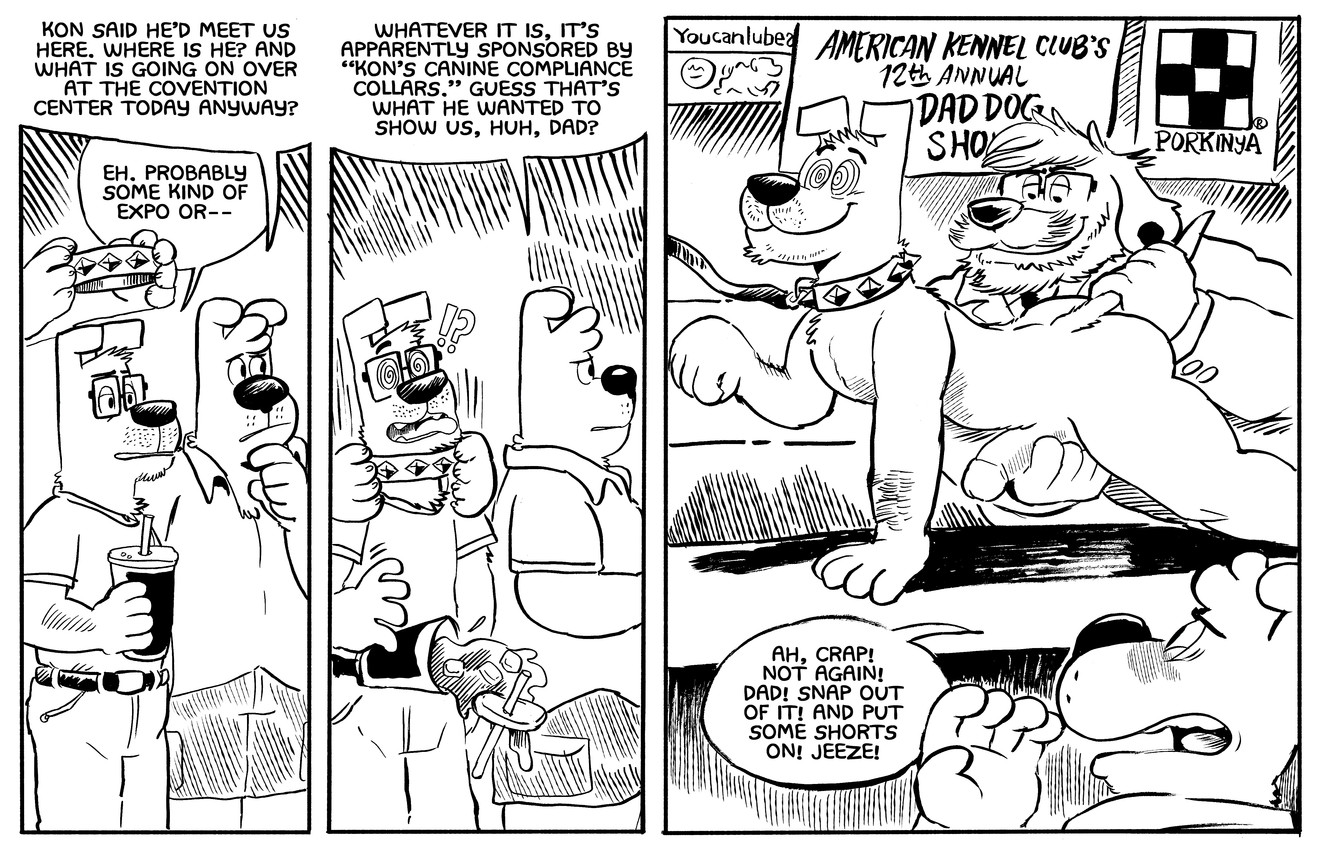 anthro anthro_on_anthro ball_grab balls bdsm beard belt beverage bottomwear cargo_shorts closed_smile clothed clothing collar collar_only competition cross-eyed dialogue dog_show drinking_straw ear_piercing eyewear facial_hair gem genitals glasses group humanoid_genitalia humanoid_penis hypnosis ice jacket leash male male/male mature_male mind_control mouth_closed mustache nude paws penis petplay piercing questionable_consent raised_paw ringed_eyes roleplay shadow shirt shocked shorts sign smile smirk soda spiral submissive submissive_male tail tail_grab text tongue tongue_out topwear trio voyeur wearing_glasses billy_fore kon_shearo marlon_martin marty_martin bird_dog canid canine canis domestic_dog golden_retriever hunting_dog labrador mammal retriever absurd_res comic english_text hatching_(art) hi_res shaded father_(lore) father_and_child_(lore) father_and_son_(lore) incestuous_voyeur_(lore) parent_(lore) parent_and_child_(lore) parent_and_son_(lore) son_(lore)