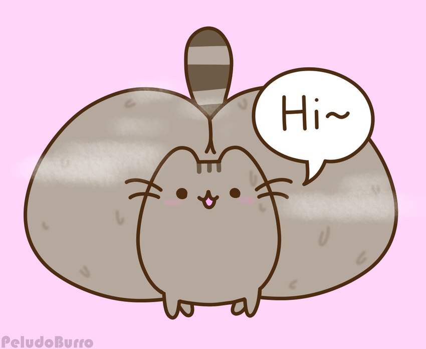 ambiguous_gender big_butt blush butt dialogue feral grey_body huge_butt hyper hyper_butt looking_at_viewer markings nude open_mouth quadruped solo speech_bubble striped_markings striped_tail stripes tail tail_markings text tilde_after_text whiskers pelnsfw pusheen_and_friends pusheen domestic_cat felid feline felis mammal 2023 digital_media_(artwork) english_text female_(lore)