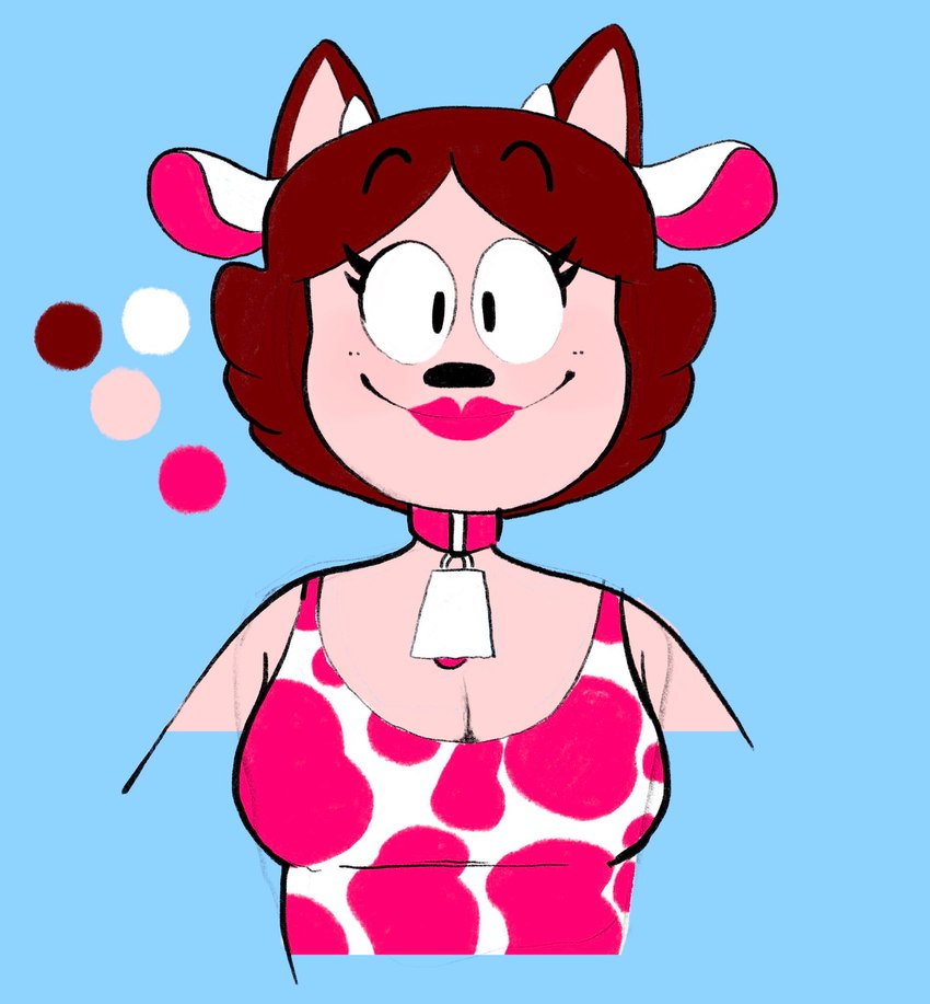 accessory anthro breasts cow_costume cow_ears cowbell eyelashes female hair horn lipstick makeup simple_background solo creator_ant mary_(creator_ant) domestic_cat felid feline felis mammal hi_res sketch