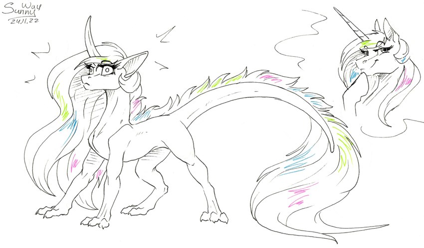 big_eyes equis_universe female feral hair long_hair paws shocked silly simple_background transformation sunny_way friendship_is_magic hasbro my_little_pony princess_celestia_(mlp) ki'rinaes comic traditional_media_(artwork)