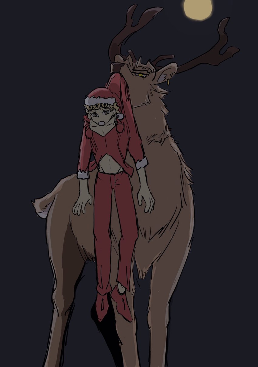 alternate_species duo feral furrification larger_feral male quadruped size_difference boni_(artist) jojo's_bizarre_adventure dio_brando giorno_giovanna deer human mammal new_world_deer reindeer hi_res father_(lore) father_and_child_(lore) father_and_son_(lore) parent_(lore) parent_and_child_(lore) parent_and_son_(lore) son_(lore)