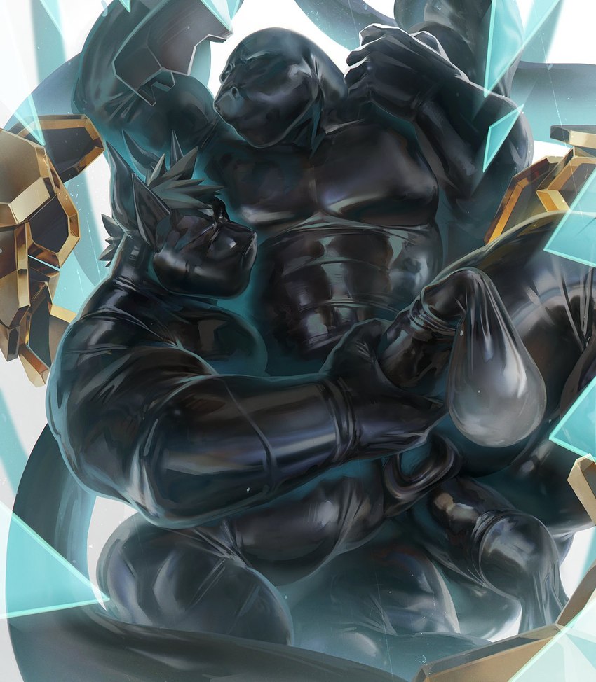 abs anthro anthro_on_anthro anthro_penetrated anthro_penetrating anthro_penetrating_anthro anus armor balls biceps black_body black_hair black_slime bodily_fluids chair_position clothing condom condom_suit covered_eyes cum cum_in_clothing cum_in_pants duo face_covered filled_condom fingering from_behind_position front_view genital_fluids genitals goo_suit goo_transformation hair horn latex licking machine male male/male male_penetrated male_penetrating male_penetrating_male muscular muscular_anthro muscular_male pecs penetration penis quads restrained_arms scales sex sexual_barrier_device slime thick_thighs tongue tongue_out transformation white_body white_scales takahirosi o_(takahirosi) xinghejie canid canine lizard mammal reptile scalie 2020 hi_res