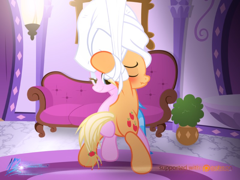 aloe and applejack (friendship is magic and etc) created by nightmaremoons