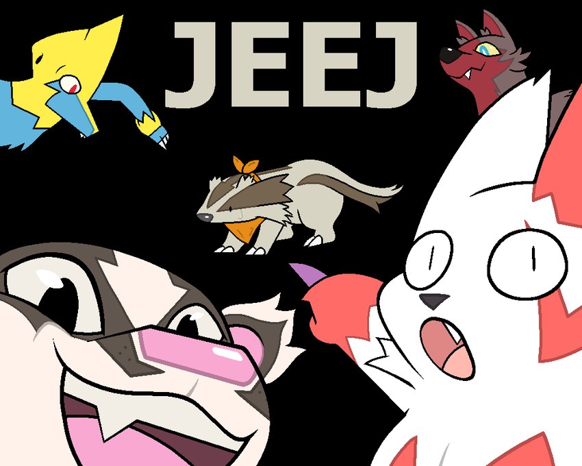 ambiguous_gender constricted_pupils fangs feral gesture group hand_gesture kerchief looking_at_viewer open_mouth pointing pupils simple_background small_pupils smile sniffing tail teeth text transparent_background what pinnipip nintendo pokemon two_soyjaks_pointing pepper_the_poochyena pinnip badger generation_3_pokemon hybrid linoone mammal manectric mephitid mustelid musteline pokemon_(species) poochyena skunk zangoose 5:4 alpha_channel digital_media_(artwork) meme