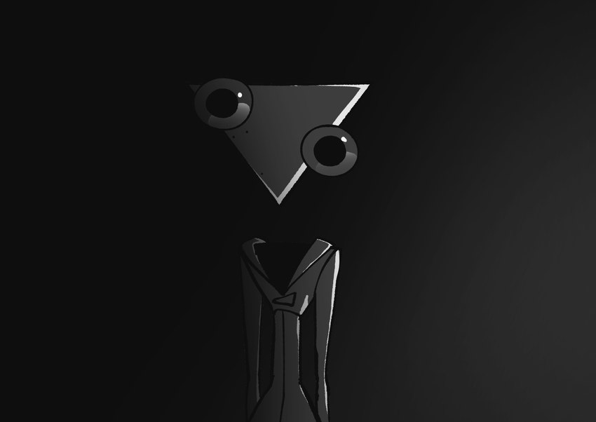 ambiguous_gender biped black_background clothed clothed_humanoid clothing floating_eyes for_a_head freckled_face freckles front_view glistening glistening_eyes hoodie looking_at_viewer mouthless noseless orthographic simple_background solo standing topwear triangle_(shape) gooseworx gooseworx_(character) humanoid object_head shape_head 2024 greyscale half-length_portrait monochrome portrait shaded female_(lore)