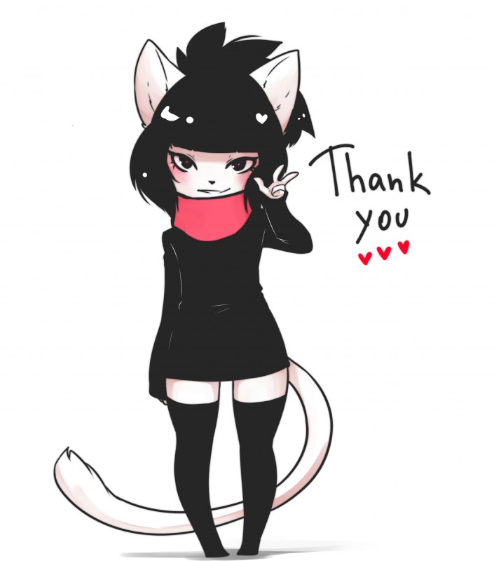 absolute_territory anthro black_nose clothed clothing female gesture hair hand_gesture heart_eyes heart_symbol looking_at_viewer short_stack smile solo text thigh_gap v_sign suelix mercy_(suelix) felid feline mammal absurd_res digital_media_(artwork) english_text hi_res male_(lore)