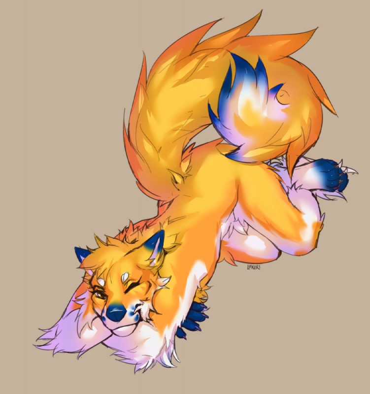 4_toes 5_fingers anthro blue_nose feet fingers fur looking_at_viewer male nude orange_body orange_fur smile solo tan_body tan_fur toes white_body white_fur gonewiththefart canid canine fox mammal digital_media_(artwork)