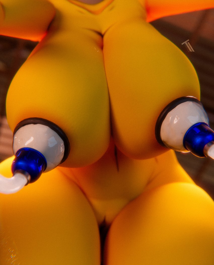 anthro big_breasts bodily_fluids breast_milking breasts female genitals huge_breasts lactating low-angle_view machine milking_machine nude pussy solo thick_thighs yellow_body tenshi_ai five_nights_at_freddy's fredina's_nightclub scottgames chica_(cally3d) chica_(fnaf) animatronic avian bird chicken galliform gallus_(genus) phasianid robot 3d_(artwork) absurd_res digital_media_(artwork) hi_res