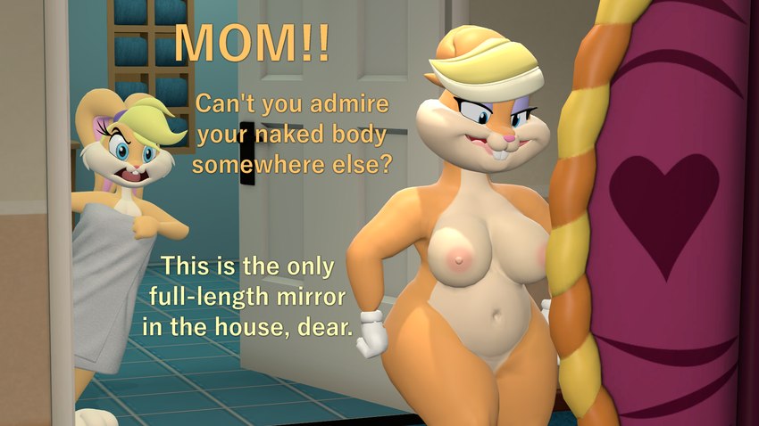 anthro areola biped blonde_hair breasts dialogue duo eyelashes featureless_crotch female hair mature_female navel nipples nude open_mouth pupils text thick_thighs towel towel_only papadragon69 looney_tunes the_looney_tunes_show warner_brothers lola_bunny patricia_bunny lagomorph leporid mammal rabbit 16:9 3d_(artwork) digital_media_(artwork) english_text hi_res widescreen daughter_(lore) mother_(lore) mother_and_child_(lore) mother_and_daughter_(lore) parent_(lore) parent_and_child_(lore) parent_and_daughter_(lore)