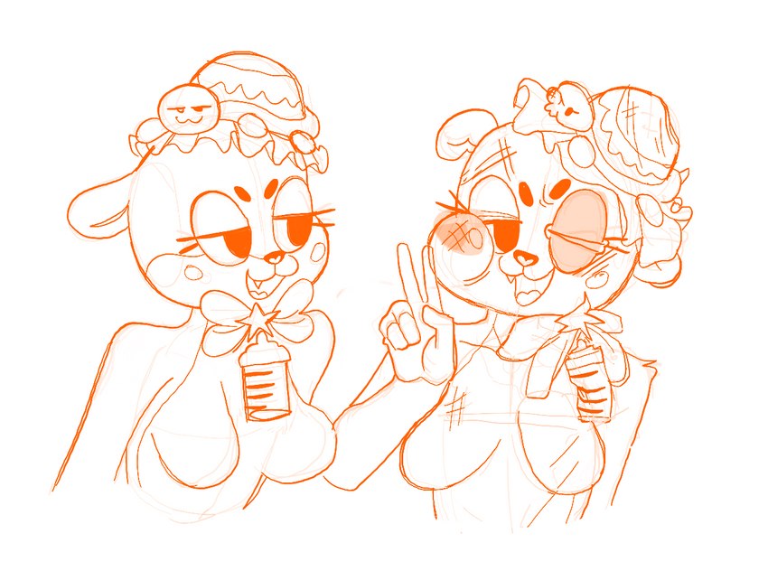 anthro breasts bruised clothing clothing_bow eyelashes female headgear headwear nude open_mouth solo kaboozey chiitan mammal mustelid otter reptile scalie turtle 2022 monochrome orange_and_white nonbinary_(lore)