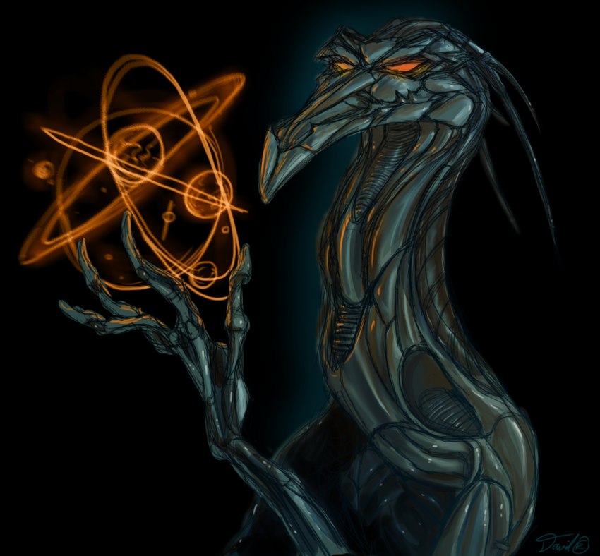 4_fingers ambiguous_gender anthro beak black_background empty_eyes exoskeleton fingers green_beak green_body green_exoskeleton hologram map orange_glow red_eyes science_fiction simple_background solo cinemamind avian 2013 artist_name bust_portrait colored digital_media_(artwork) digital_painting_(artwork) portrait signature