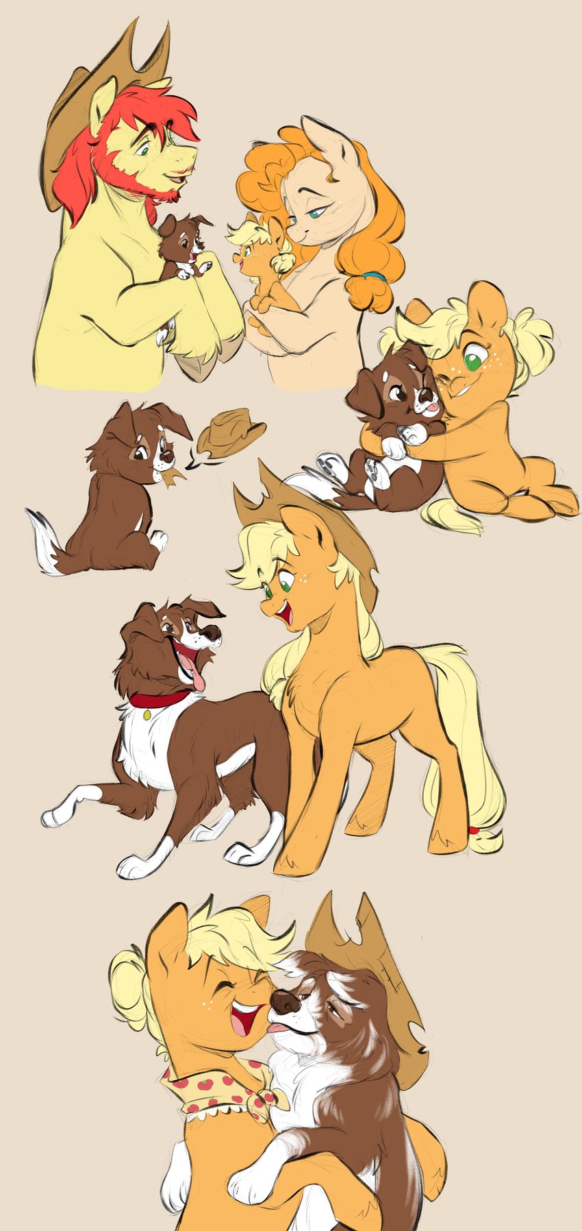 applejack, bright mac, pear butter, and winona (friendship is magic and etc) created by doodlemark