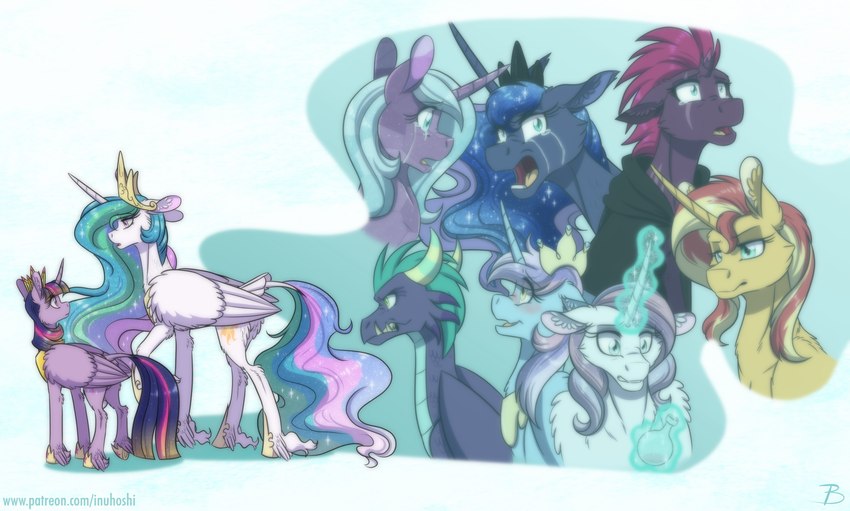 bodily_fluids broken_horn crown crying female feral headgear horn jewelry necklace tears tiara wings inuhoshi-to-darkpen equestria_girls friendship_is_magic hasbro my_little_pony my_little_pony:_the_movie_(2017) mythology gaius_(mlp) potion_nova_(mlp) princess_celestia_(mlp) princess_luna_(mlp) radiant_hope_(mlp) sunset_shimmer_(eg) tempest_shadow_(mlp) twilight_sparkle_(mlp) crystal_pony_(mlp) dragon equid equine mammal mythological_creature mythological_equine mythological_scalie scalie unicorn winged_unicorn hi_res