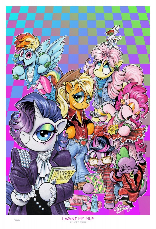 anthro clothed clothed_feral clothing color_partitioning female feral group horn male partitioning text wings andy_price friendship_is_magic hasbro my_little_pony mythology applejack_(mlp) fluttershy_(mlp) mane_six_(mlp) pinkie_pie_(mlp) rainbow_dash_(mlp) rarity_(mlp) twilight_sparkle_(mlp) equid equine horse mammal mythological_creature mythological_equine pegasus unicorn absurd_res english_text hi_res