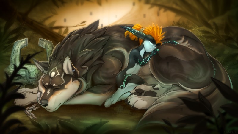 link and midna (the legend of zelda and etc) created by scappo