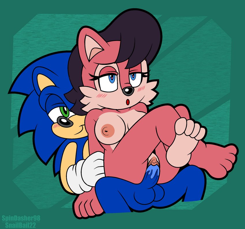 anthro balls bodily_fluids breasts canon_couple duo feet female genital_fluids genitals male male/female penis pussy vaginal_fluids snailbail22 spindasher98 archie_comics sega sonic_the_hedgehog_(archie) sonic_the_hedgehog_(comics) sonic_the_hedgehog_(series) sally_acorn sonic_the_hedgehog chipmunk eulipotyphlan ground_squirrel hedgehog mammal rodent sciurid hi_res