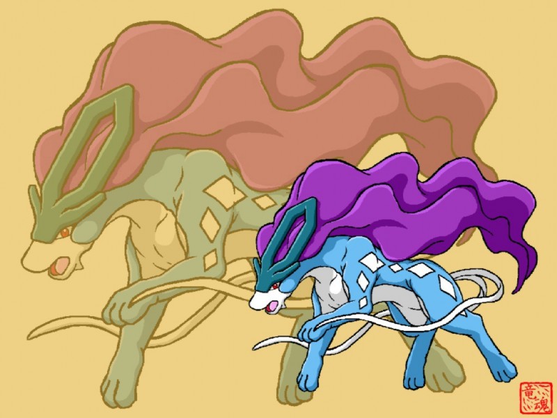 ambiguous_gender feral simple_background solo tan_background dragon_soul_e nintendo pokemon canid canine generation_2_pokemon legendary_pokemon mammal pokemon_(species) suicune 4:3 wallpaper