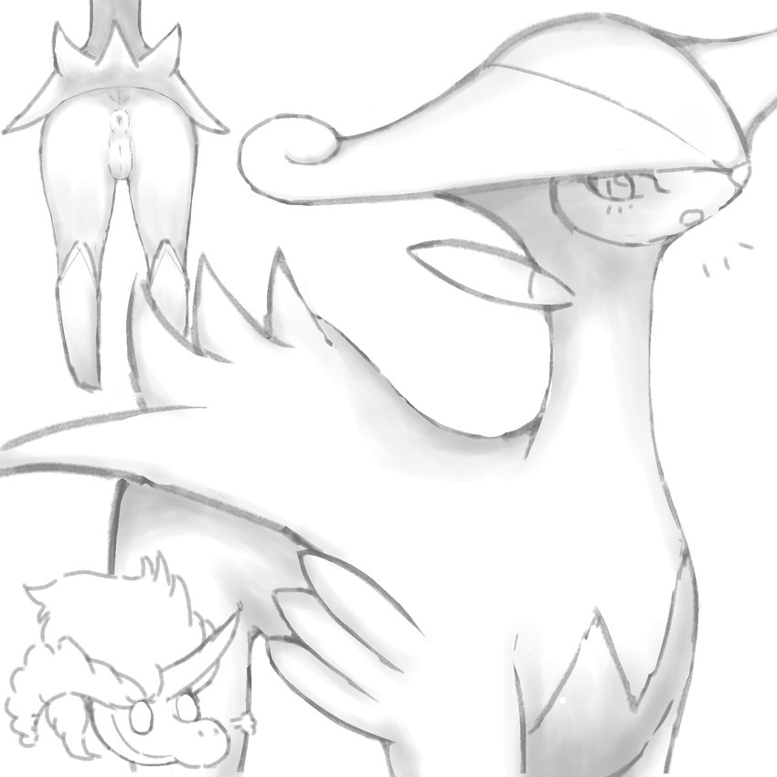 anus butt duo female feral genitals nude open_mouth pussy solo_focus wasabi_(artist) nintendo pokemon generation_5_pokemon keldeo keldeo_(ordinary_form) legendary_pokemon pokemon_(species) virizion 1:1 hi_res monochrome