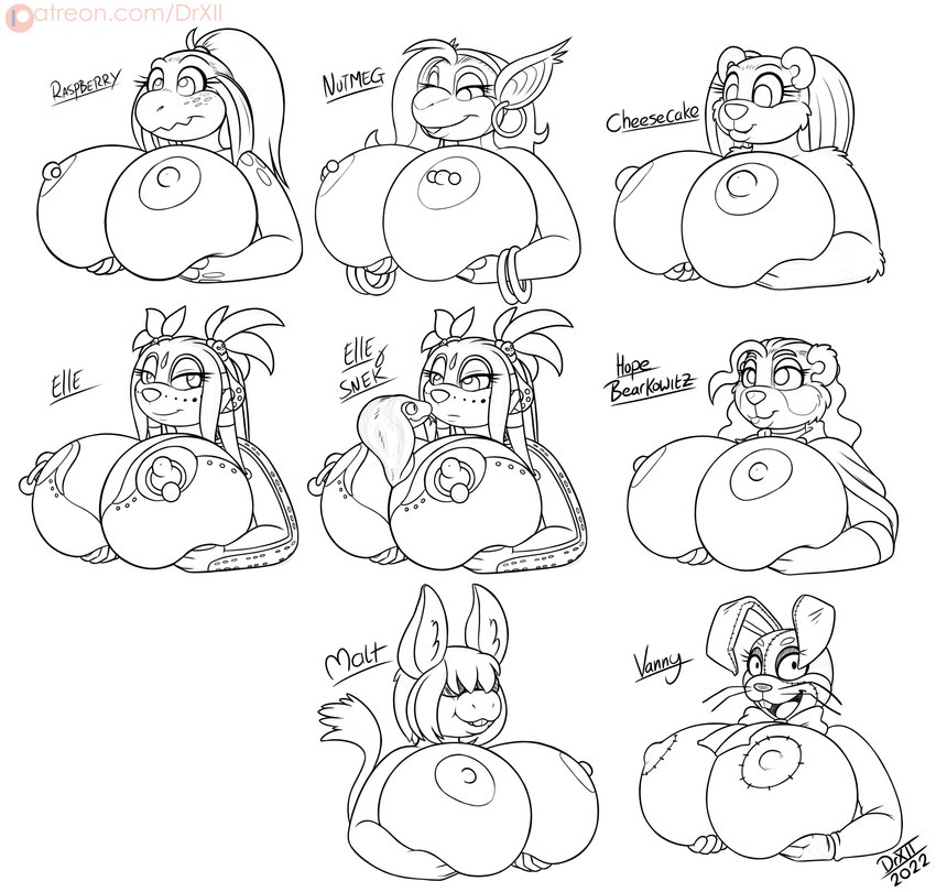 anthro big_breasts bow_tie breasts buckteeth clothing ear_piercing female fur hair handwear huge_breasts nipple_piercing nipples non-mammal_breasts nude open_mouth patreon_logo piercing simple_background smile solo teeth text drxii five_nights_at_freddy's five_nights_at_freddy's:_security_breach kobold_quest patreon scottgames steel_wool_studios elleseve malt_(foo) nutmeg_kobold raspberry_kobold vanny_(fnaf) ailurid asinus bear donkey echidna equid equine giant_panda horse hybrid kobold lagomorph leporid mammal monotreme mule rabbit red_panda reptile scalie 2022 digital_media_(artwork) greyscale hi_res monochrome url