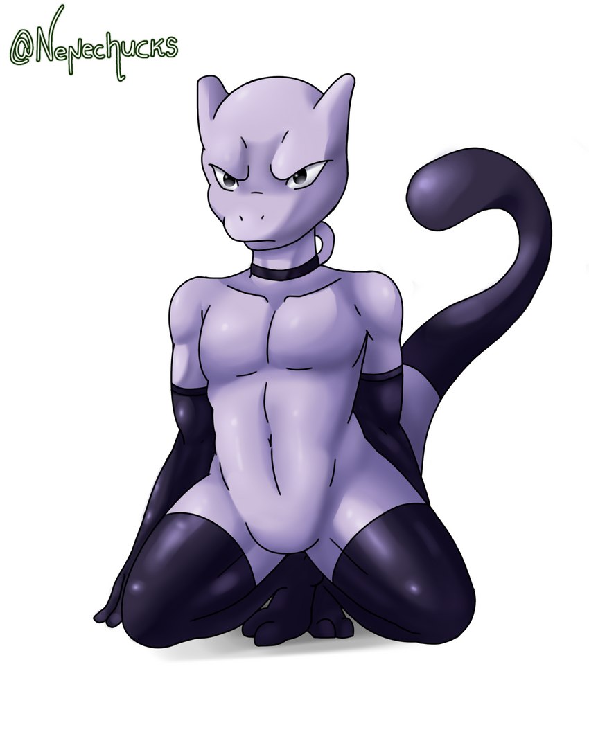 ambiguous_gender anthro solo nenechucks nintendo pokemon generation_1_pokemon legendary_pokemon mewtwo pokemon_(species) absurd_res hi_res tagme