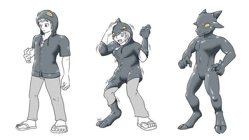 anthro athletic basic_sequence black_body featureless_chest featureless_crotch glistening glistening_body goo_transformation hooves horn human_to_humanoid latex linear_sequence male nude solo species_transformation three_frame_sequence transformation transformation_sequence lizardman_(artist) bovid caprine goat human humanoid mammal symbiote 16:9 sequence widescreen