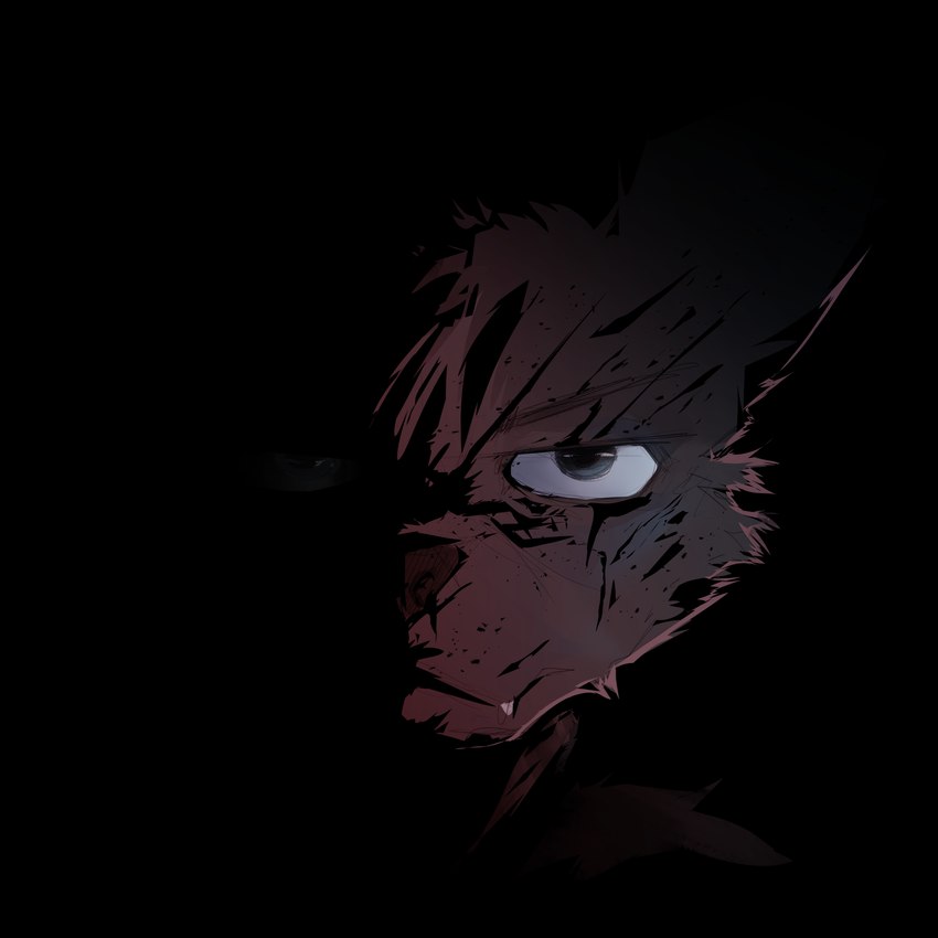 anthro black_body black_fur blue_eyes fur looking_at_viewer male shadow solo splatter young young_anthro young_male dakkawoof dakka canid canine canis mammal wolf 1:1 2024 hi_res