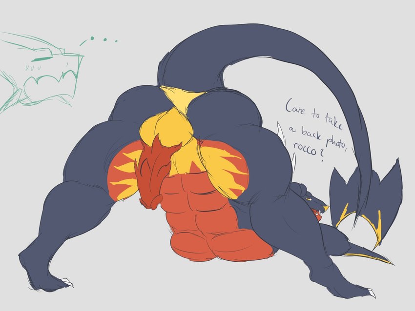 abs anthro ass_up balls butt clothed clothing genitals jack-o'_pose male muscular muscular_anthro muscular_male pecs penis pokemorph pose raised_tail solo tail topless daikuhiroshiama nintendo pokemon halston sirocco_(daikuhiroshiama) garchomp generation_4_pokemon pokemon_(species) 4:3 hi_res