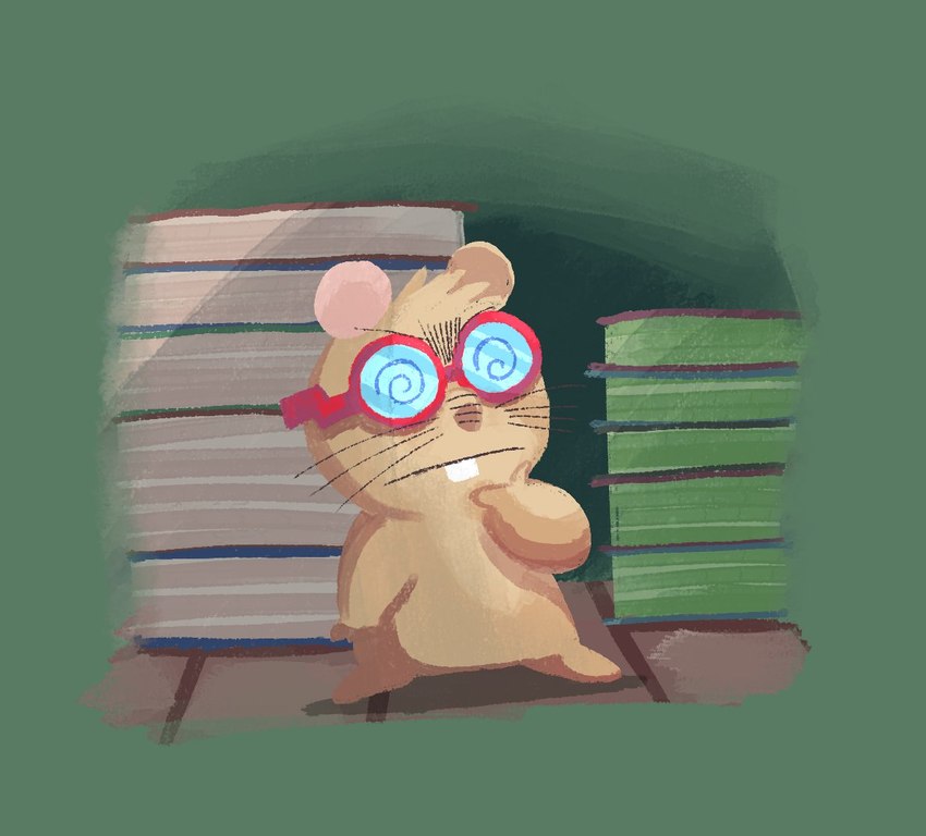 anthro biped book brown_body chibi eyewear glasses micro solo hikari_gamba gamba_no_bouken gamba_no_bouken_(series) gakusha mammal mouse murid murine rodent 2023