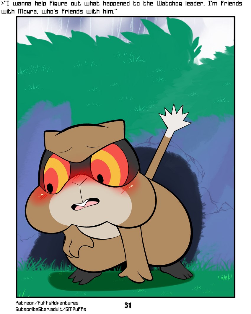 blush cave embarrassed first_person_view grass looking_down male multicolored_eyes open_mouth plant raised_tail solo tail text softestpuffss nintendo pokemon pokemon_mystery_dungeon rodent_powered_(softestpuffss) spike_chunsoft ansel_(rodent_powered) generation_5_pokemon patrat pokemon_(species) 4:5 absurd_res english_text hi_res story story_in_description
