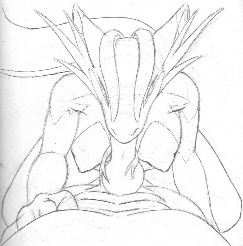 anthro breasts duo erection fellatio forked_tongue genitals gynomorph intersex knot licking multi_tongue nipples oral oral_penetration penetration penile penis penis_lick sex tail tongue tongue_out furball akuji_(furball) devon_(furball) kaisura 2009 monochrome sketch