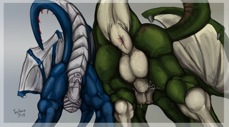 animal_genitalia anus backsack balls blue_body blue_skin bodily_fluids border duo faceless_character faceless_male feral folded_wings fully_sheathed genital_fluids genital_slit genitals green_body green_skin grey_background male membrane_(anatomy) membranous_wings muscular muscular_feral muscular_male precum raised_tail rear_view scales sheath simple_background spikes standing tail thick_thighs transparent_border white_balls white_body white_scales white_skin wings tochka european_mythology mythology pattarchus tochka_(western_dragon) dragon mythological_creature mythological_scalie scalie western_dragon 2015 absurd_res alpha_channel digital_media_(artwork) hi_res signature smaller_version_at_source