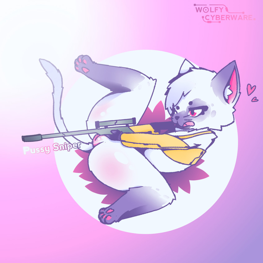 female fur genitals gun pussy ranged_weapon rifle sniper_rifle solo weapon white_body white_cat white_fur wolfy_cyberware domestic_cat felid feline felis mammal 1:1 absurd_res hi_res