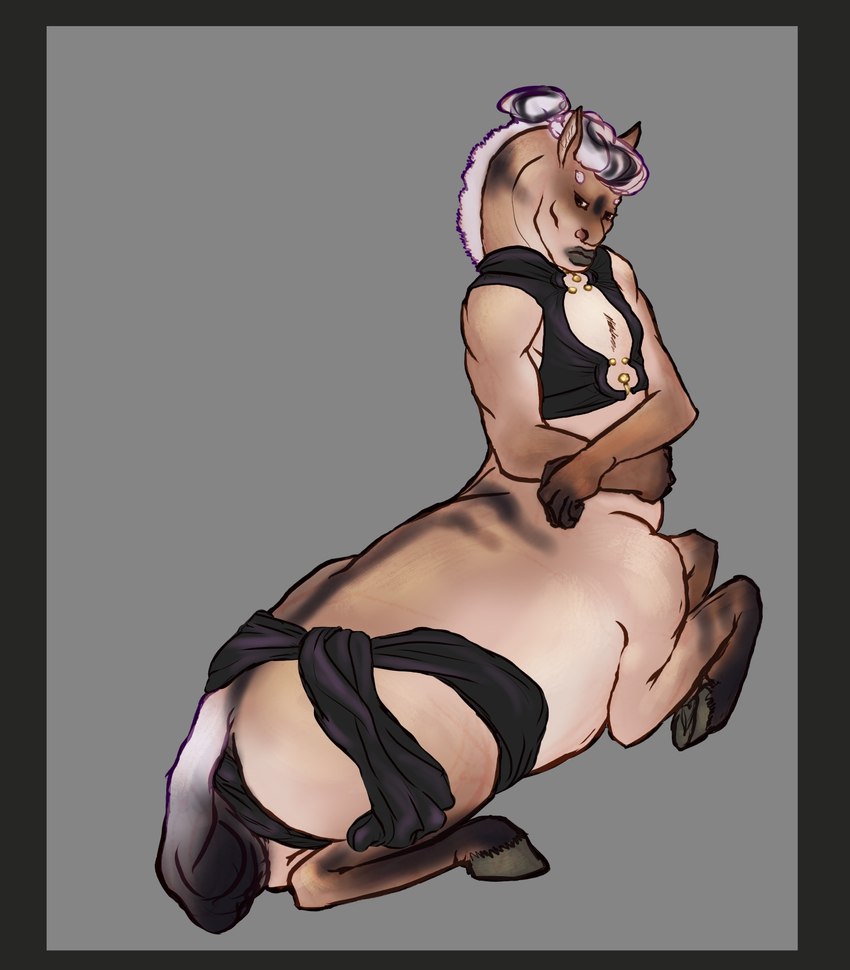 ambiguous_gender black_border border hooves pose solo hyracia european_mythology greek_mythology mythology pathfinder centaur equid equid_taur humanoid_taur mammal mammal_taur taur hi_res pinup