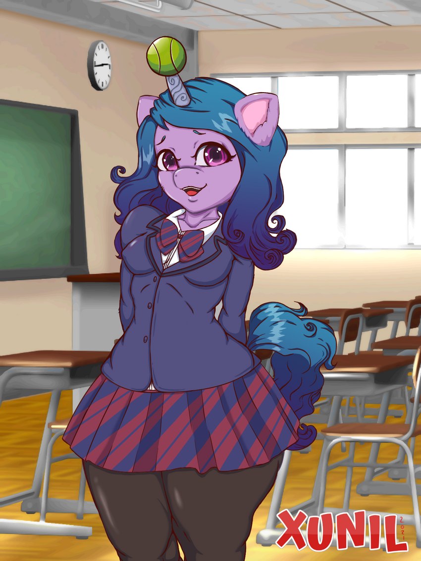 anthro anthrofied big_butt butt clothed clothing cosplay furgonomics horn school_uniform solo tail tail_through_skirt uniform xunil763 hasbro komi-san_wa_komyushou_desu mlp_g5 my_little_pony mythology uzaki-chan_wa_asobitai! izzy_moonbow_(mlp) komi_shouko equid equine horse mammal mythological_creature mythological_equine pony unicorn 3:4 hi_res