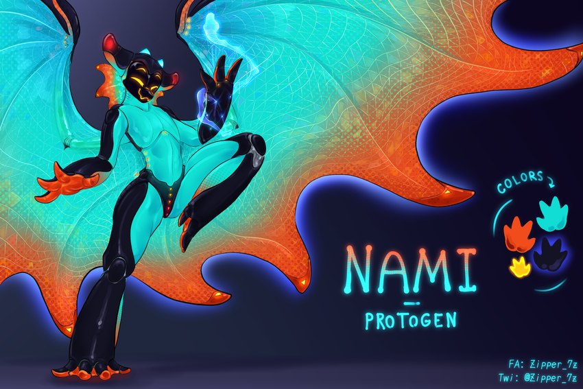 glowing glowing_eyes hologram machine male solo synth_(zipper_7z) synthetic zipper_7z nami_(zipper_7z) protogen 3:2 hi_res model_sheet