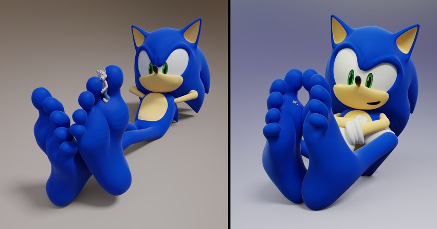 5_toes anthro barefoot big_feet biped blue_body blue_fur clothing duo featureless_crotch feet foot_fetish foot_focus foot_play fur gloves green_eyes handwear huge_feet humanoid_feet male male_feet micro nude plantigrade soles toes feetymcfoot sega sonic_the_hedgehog_(series) artie sonic_the_hedgehog arctic_fox canid canine eulipotyphlan fox hedgehog mammal true_fox 3d_(artwork) absurd_res digital_media_(artwork) hi_res