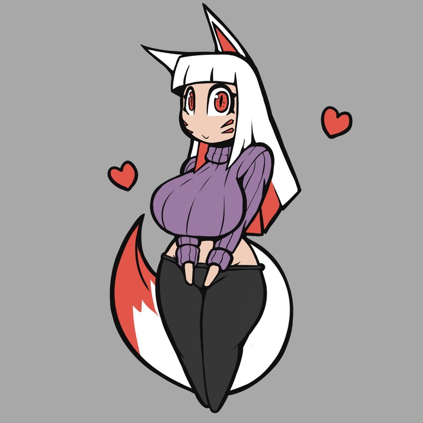 breasts chibi clothing cropped_sweater female heart_symbol leggings legwear looking_at_viewer midriff smile smiling_at_viewer solo sweater topwear conditional_dnp quin-nsfw yuki_(quin-nsfw) animal_humanoid canid canid_humanoid canine canine_humanoid fox_humanoid humanoid mammal mammal_humanoid 1:1 digital_media_(artwork) hi_res