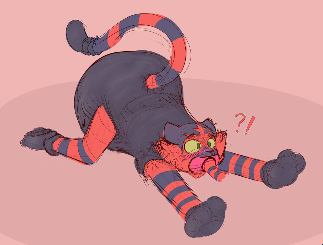 ageplay ambiguous_gender anthro big_diaper black_body black_clothing black_footwear black_fur black_handwear black_onesie black_stripes black_tail blush blush_lines bondage_gear bondage_gloves booties clothed clothing diaper diaper_under_clothing diaper_under_onesie disembodied_hand duo ears_back footwear fur handwear huge_diaper interrobang lying markings multicolored_body multicolored_fur object_in_mouth on_front onesie pacifier pacifier_in_mouth pink_pacifier pivoted_ears questionable_consent red_body red_fur red_tail roleplay solo_focus striped_arms striped_body striped_fur striped_legs striped_markings striped_tail stripes tail tail_markings tail_sock two_tone_body two_tone_fur two_tone_tail wearing_diaper yellow_sclera ludis-luteo nintendo pokemon generation_7_pokemon incineroar litten pokemon_(species) 2016 colored_sketch sketch