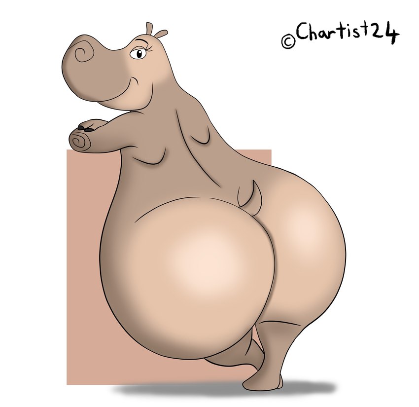 anthro big_butt bottom_heavy bubble_butt butt female huge_butt huge_hips looking_at_viewer looking_back looking_back_at_viewer nude overweight overweight_anthro overweight_female presenting presenting_hindquarters rear_view smile solo thick_thighs wide_hips charl33 dreamworks madagascar_(series) gloria_the_hippopotamus common_hippopotamus hippopotamid mammal absurd_res hi_res